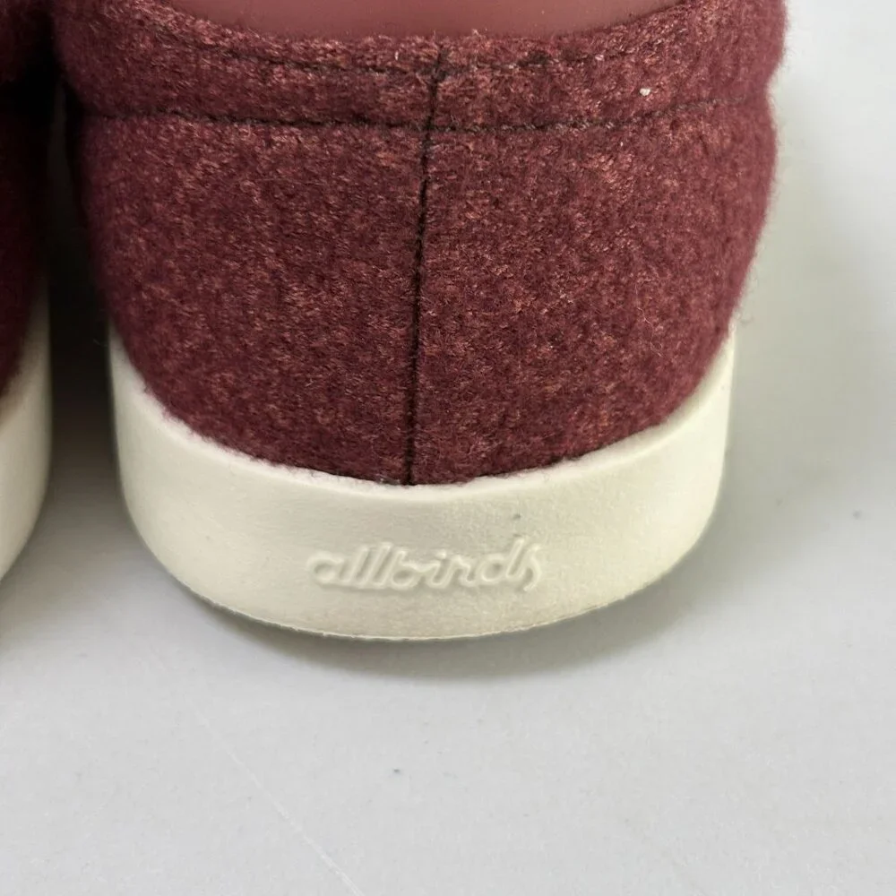 Allbirds WP Wool Pipers Shoes Womens 6 Burgundy Low Top Comfort Lace Sneakers - Picture 4 of 11